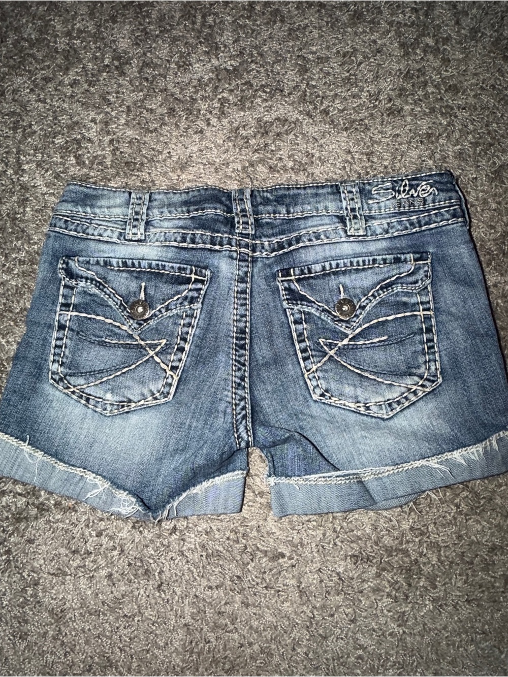 Silver Jeans Faded Blue Denim Cutoff Shorts